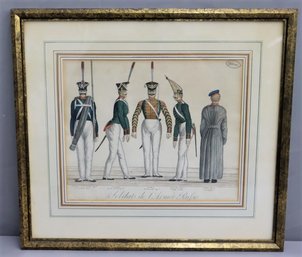 Vintage Lithograph Reprocuction Print - Soldiers Of The Russian Army