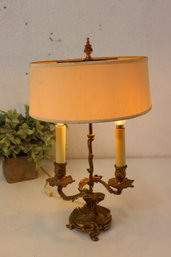 Vintage Rococo Style Brass & Gilt Metal Bouillotte Table Lamp