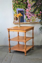 Two Shelf Square Wooden End Table