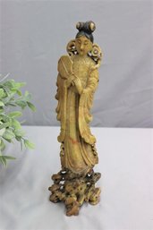 Carved Chinese Soapstone Guanyin Kwan Yin 14' Tall Figurine Statue