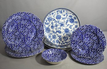 Collection Of Blue And White Plates And A Bowl