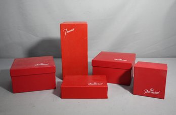 Five (5) Red Baccarat Boxes -(Empty)