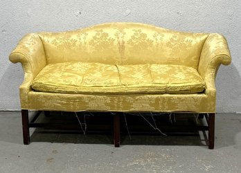 Yellow  Damask  CHINESE CHIPPENDALE-STYLE Sofa