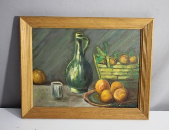 Helen Englander Still Life Of Fruit And Vase Oil Painting On Board