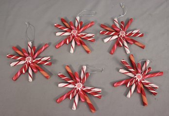 Group Lot Of 5 Candy Cane Star Ornaments