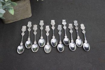 Eleven Medieval-style Heraldic Figural Spoons