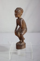 Vintage Old Tribal Hand Carved African Man Single Wood Carving