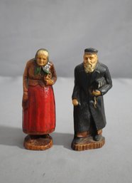 Pair Of Vintage Eastern European Jewish Man And Woman Collectible Figurines-Carved