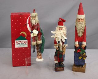 Group Lot Of 3 Santa Claus Figurines