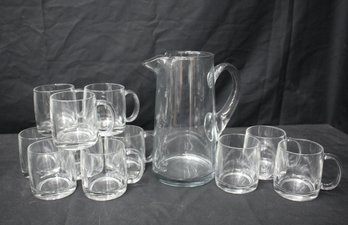 Clear Glass Pitcher And Mug Set