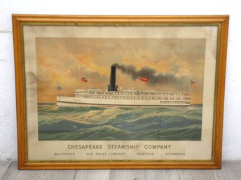 Vintage Chesapeake Steamship Company Lithograph, Framed