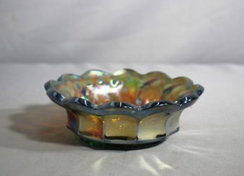Vintage 1960's Iridescent Green Glass Grape Cluster Bowl