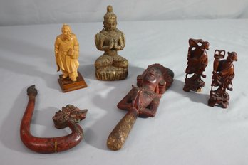 Assorted Lot Of Wooden Carved Sculptures