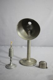 Antique Metal Oil Candlestick Lamp With Reflector