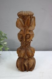 Vintage Hand Carved Wooden Love/Prosperity Totemic Female Figurine