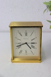 Vintage Inscribed Tiffany & Co. Brass Swiss Made Mantle Clock