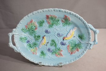 Vintage Black Forest Majolica Art Pottery 15' X 10' Oval Platter