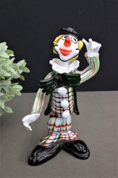 Large Venetian Hand Blown Glass Clown Figurine