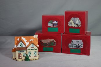 Group Lot Of 4 Hallmark 'sarah, Plain And Tall' Collection Model Replica Buildings From Movie Of Same Name,