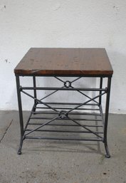 Rustic Industrial Iron And Wood  Accent Table