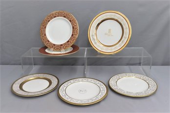 Group Lot Of High End Restaurant Gold Decorated Bespoke Plates