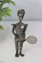 Whimsical Tennis Player Pewter Figurine