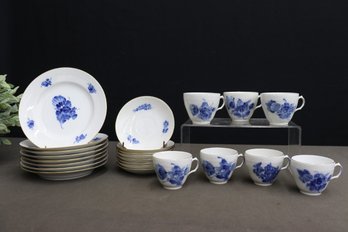 Partial Royal Copenhagen Blue & White Plateware Set  Monogramed For E.F. Hutton