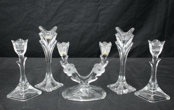 Group Lot Of Elegant Glass Candle Holders