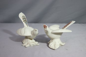 2 Vintage 1994 Porcelain Dove Figurines From Lenox China Jewels Collection