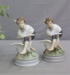 Two Royal Copenhagen Goose Thief Figurines Denmark #2139 SF