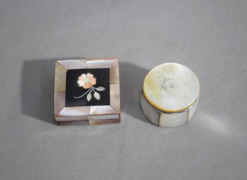 Two Mother Of Pearl Trinket Boxes