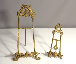 Pair Of Ornate Antique Brass Easel Stands  Decorative Display