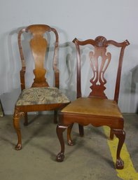 Two Vintage Queen Anne Style Side Chairs - See Photos For Condition