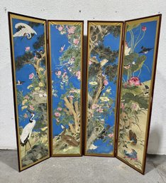 Four (4) Panel Hand Painted Oriental Screen