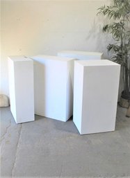 4 White  Painted  Pedestals - Square Stands