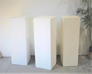 Group Of 3   White & Cream Painted  Pedestals