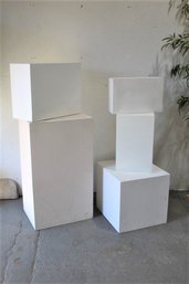 Group Of 5  White  Painted  Pedestals