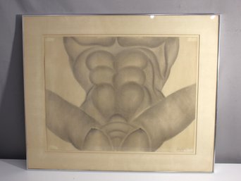 1975 Signed Joann Audrey Dual Torso Study - Framed Graphite Drawing Of Male And Female Forms