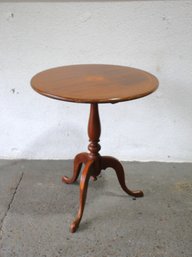Vintage Wooden Round Tile-Top Pedestal Table