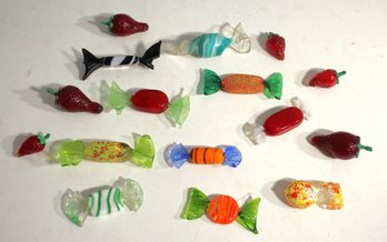 Collection Of Vintage Hand-Blown Glass Candy And Fruit Figurines  14 Pieces