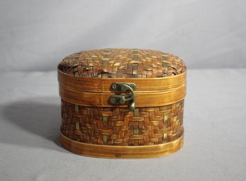 Woven Rattan Basket With Brass Clasp