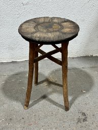Vintage Hand Made Stool With A Five (5) Point Star