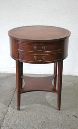 Vintage Antique Regency Style Leather Top Side Table
