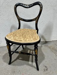 Black Mother Of Pearl Inlaid  & Gold Leaf Regency Chair