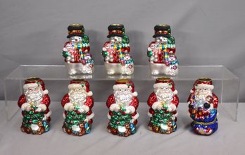 Traditions Blown Glass Christmas Tea Light Candle Holder Set Of 8 Santa And Snowman