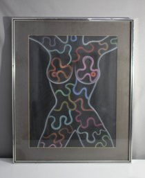 1977 Signed Joann Audrey Abstract Female Torso Study - Framed Mixed Media