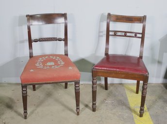 Two Bar Back Regency Style Side Chairs - See Photos For Condition