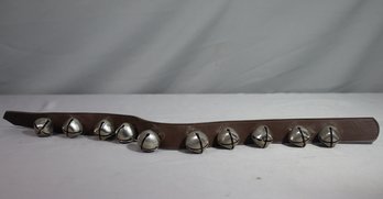 Sleigh Jingle Bells On Faux Leather Strap Door Hanger