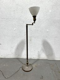 Tall Swing Arm  Floor Lamp With Milk Glass Shade