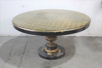 Large Round Mid-Centurt Glass Top Coffee Table